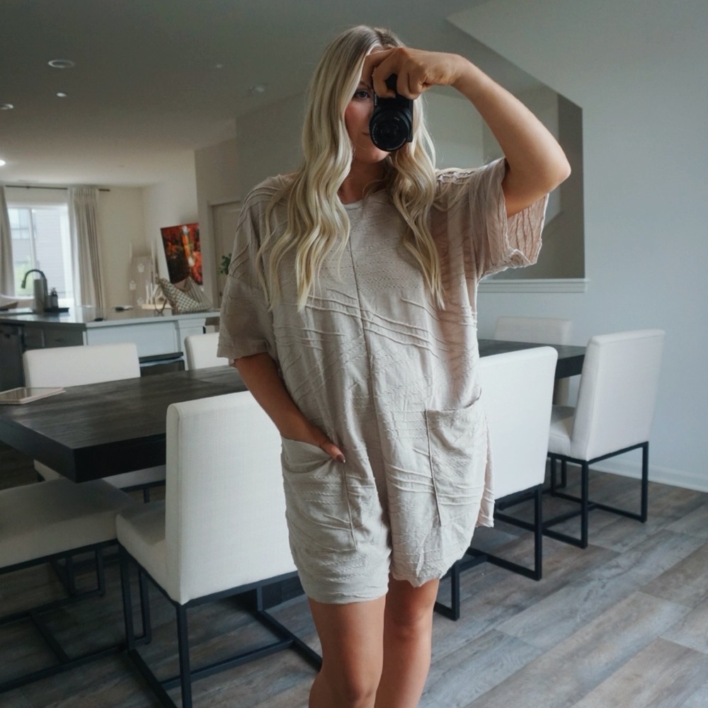 Beige Oversized Pocket romper